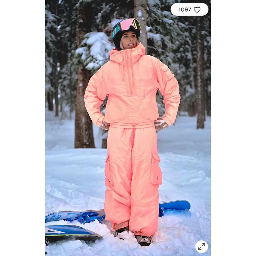 NWOT Free People Movement Dew Point Pullover Ski Snow Jacket Neon Peach Size XS